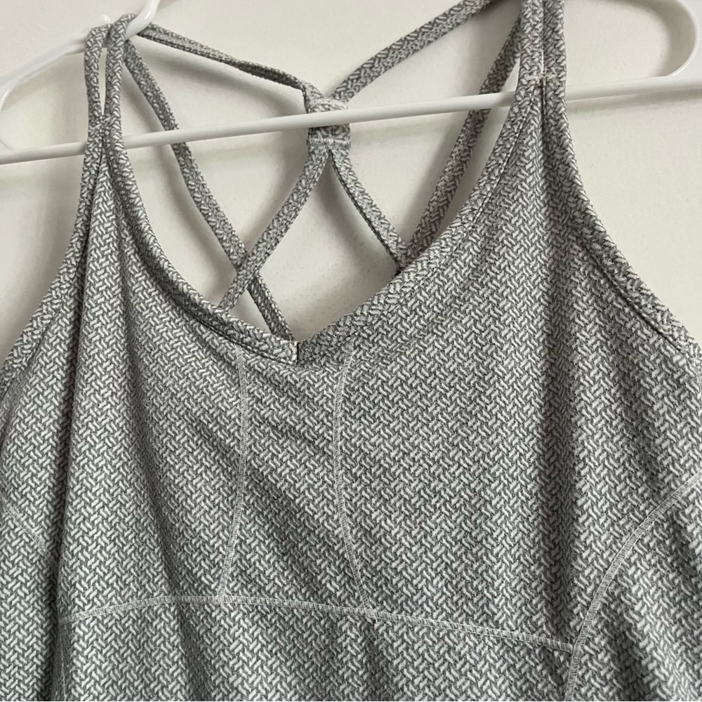 Athleta Gray Patterned Strappy Activewear Tank Top - image 2